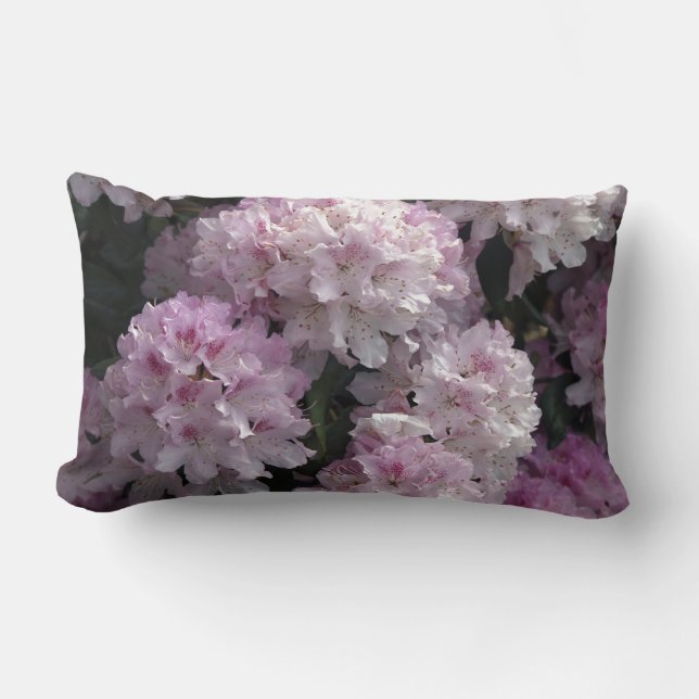 Pink Azaleas, Rhododendron Garden Flowers Lumbar Pillow (Front)