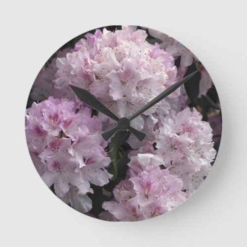 Pink Azaleas Rhododendron Garden Flowers Round Clock
