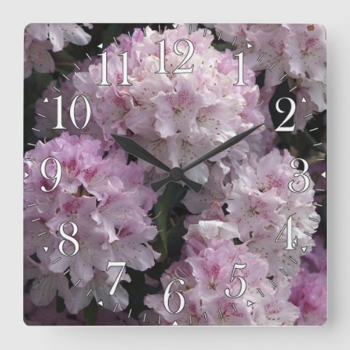 Pink Azaleas Rhododendron Garden Flowers Square Wall Clock