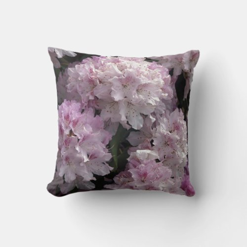 Pink Azaleas Rhododendron Garden Flowers Throw Pillow