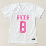 Pink &quot;b&quot; Bride Women&#39;s Football Jersey at Zazzle
