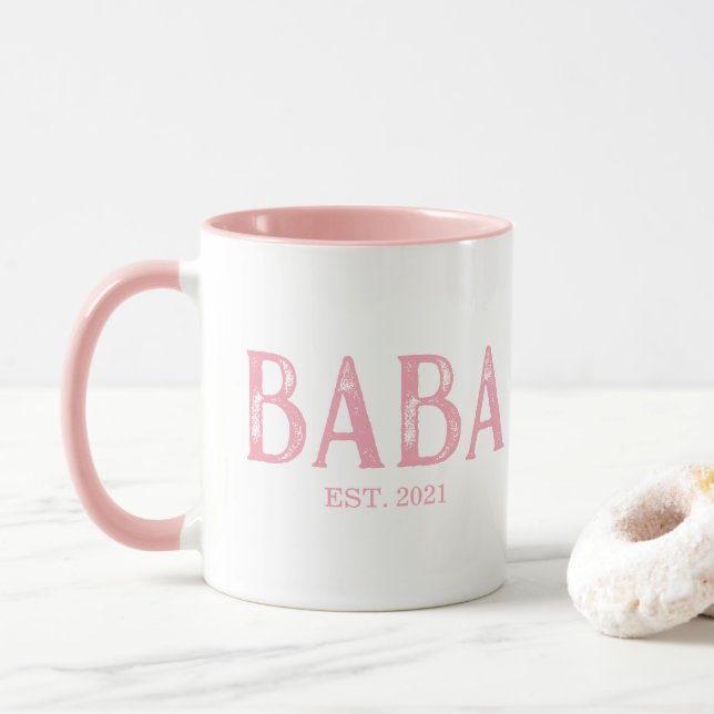 Pink Baba Year Established Mug (With Donut)