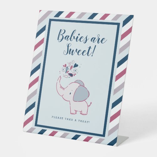 Pink Babies are Sweet Elephant Baby Shower Treat Pedestal Sign