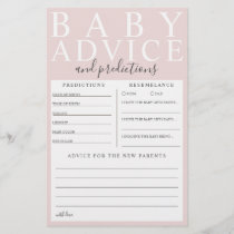 Pink Baby Advice & Predictions Baby Shower Game