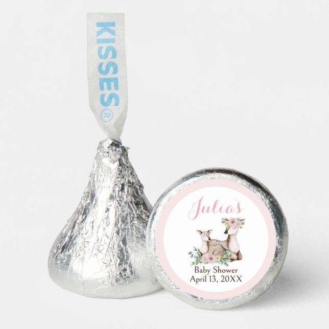 Pink Baby and Mother Deer Baby shower  Hershey®'s Kisses® (Front)