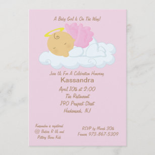 Pink Baby Angel Baby Shower Invitation