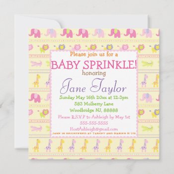 Pink Baby Animals Baby Sprinkle Invitations by LaBebbaDesigns at Zazzle