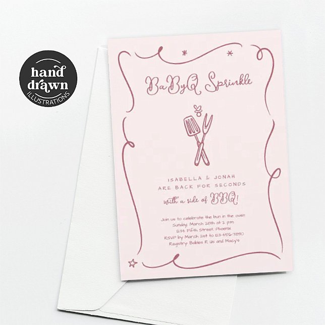 Pink Baby BBQ BaByQ Sprinkle Invitation for Girl (Creator Uploaded)