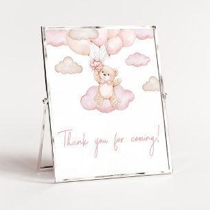 Pink Baby Bear Balloon Thank you for Coming Poster