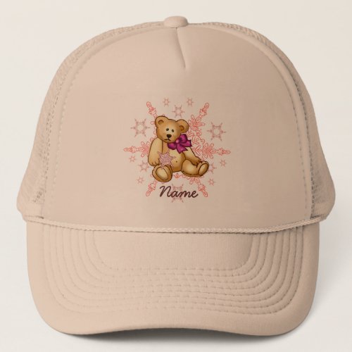 Pink Baby Bear custom name hat