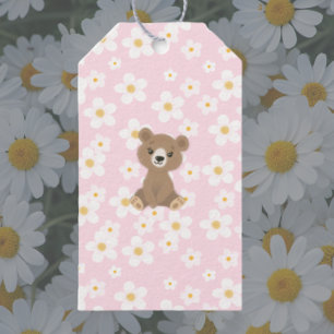 Pink Baby Bear Floral Daisy Gift Tags