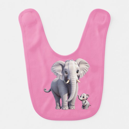 Pink Baby Bib _ Adorable Mother and Baby Design