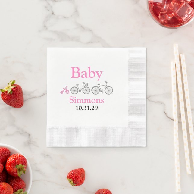 Pink Baby Bicycle Napkins (Insitu)