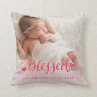 Pink Baby Birth Photo Keepsake Pillow