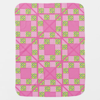 Pink Baby Blanket: Primroses, Gingham, Polkas Swaddle Blanket