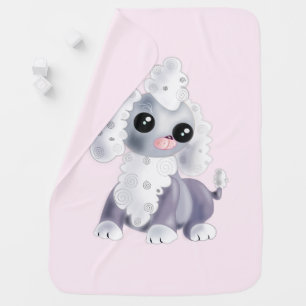 Pink Baby Blanket with Cute Baby Pet Dog