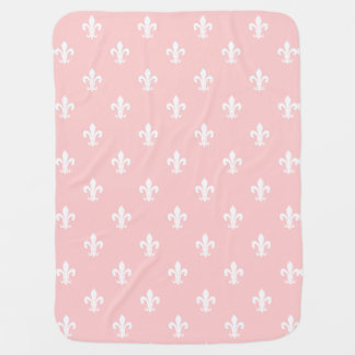 Pink baby blanket with fleur de lis pattern