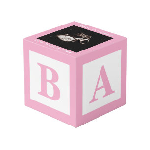 Pink Baby Block Sonogram Pregnancy Keepsake Photo Cube