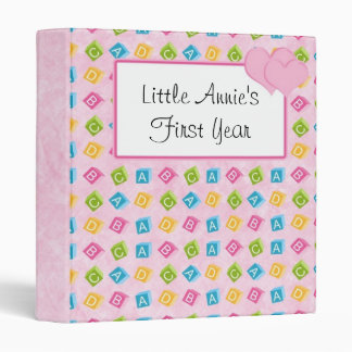 Pink Baby Blocks With ABC'S 3 Ring Binder