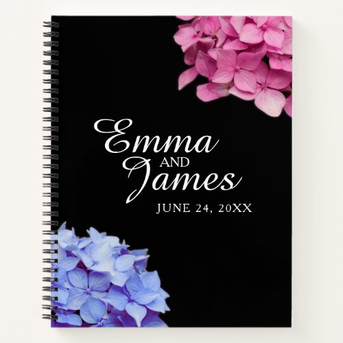 Pink  Baby Blue Hydrangeas Floral Wedding Notebook