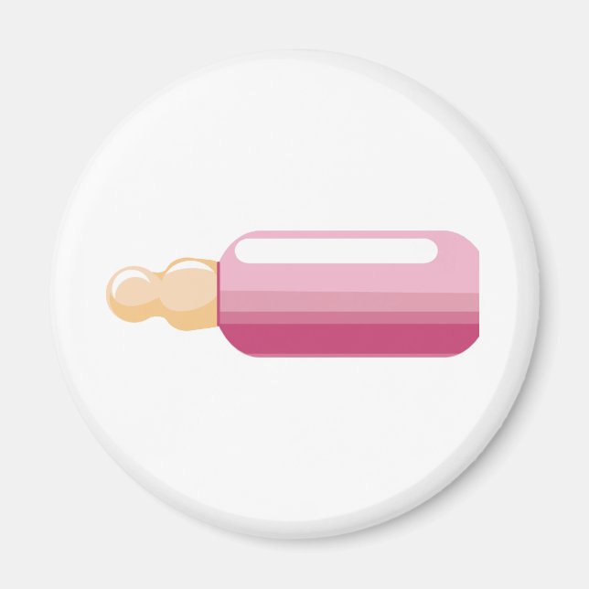 Pink-Baby Bottle New Baby Girl Magnet (Front)