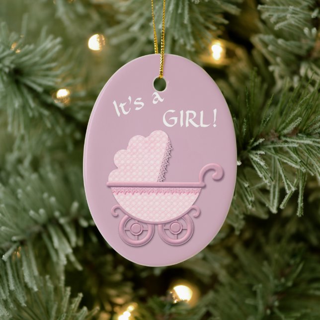 Pink Baby Buggy Template Ceramic Ornament (Tree)
