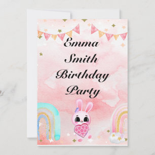 pink baby bunny invitation