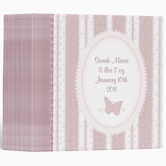 Pink Baby Butterfly Scrapbook Binder (Front/Spine)
