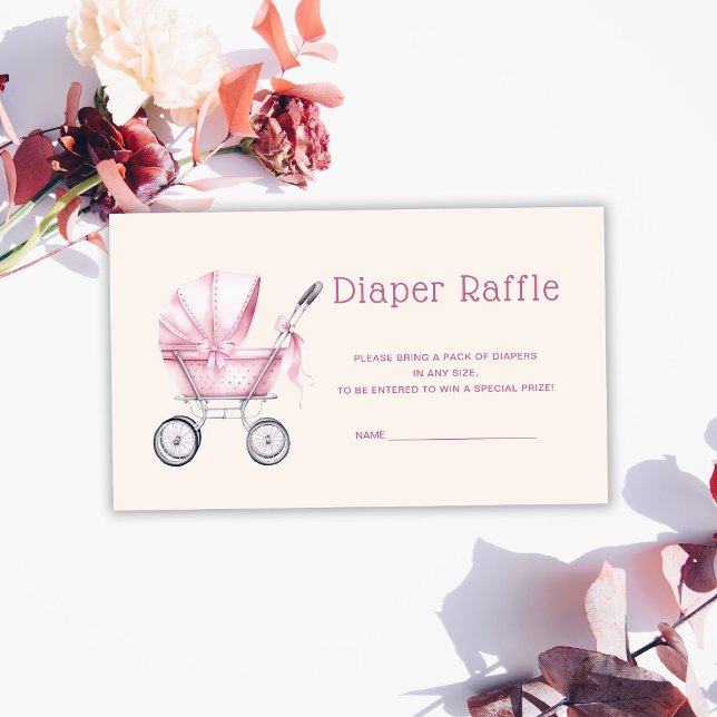 Pink Baby Carriage Diaper Raffle Enclosure Card (Creator Uploaded)