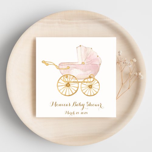 Pink Baby Carriage Grandmillennial Napkin