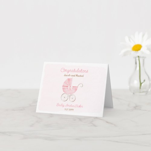 Pink Baby Carriage New Baby Girl Congratulations Card