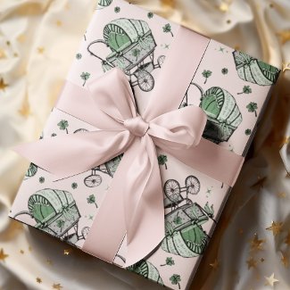 Pink Baby Carriage St Patrick's Day Baby Shower