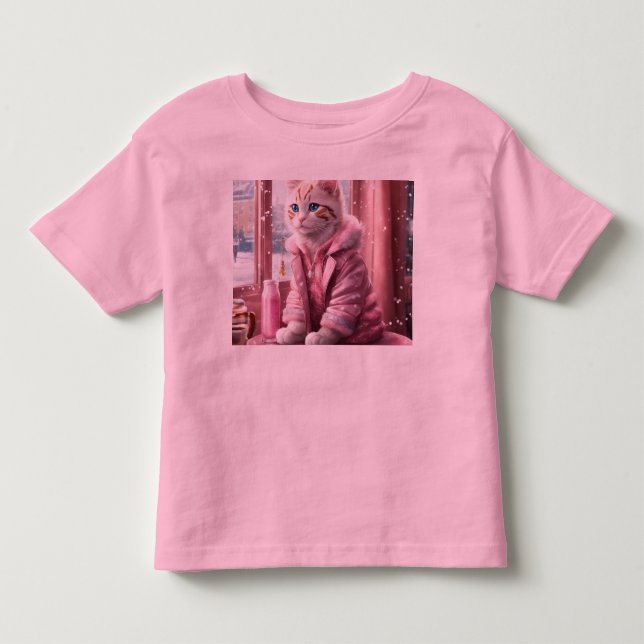 Pink Baby Cat Toddler Fine Jersey T-Shirt" T-shirt (Front)