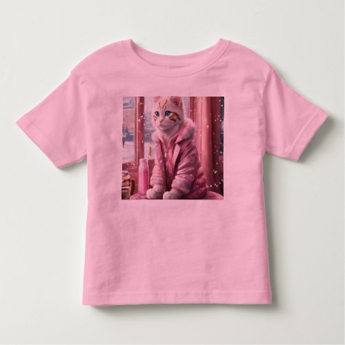 Pink Baby Cat Toddler Fine Jersey T_Shirt Toddler T_shirt