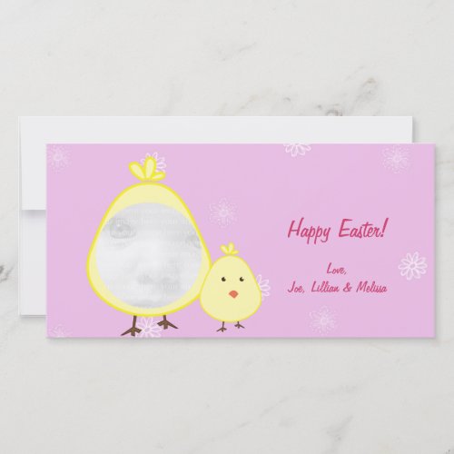 Pink Baby Chick Easter Photo Cards