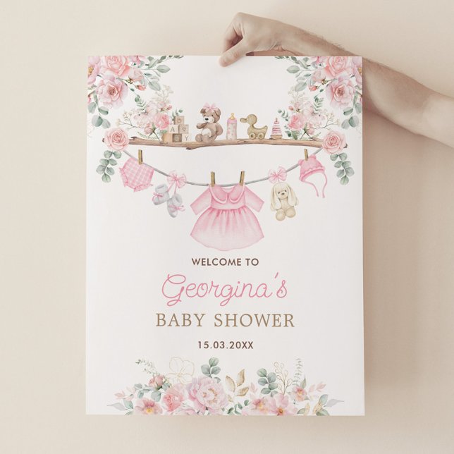 Pink Baby Clothes Floral Nursery Welcome Poster (Creator Uploaded)