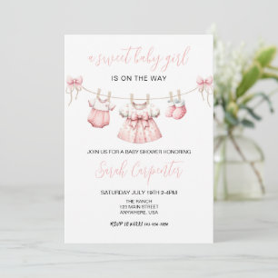 Pink Baby Clothes Girl Baby shower Invitation