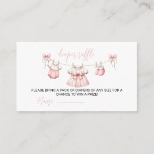 Pink Baby Clothes Girl Diaper Raffle Baby shower Enclosure Card