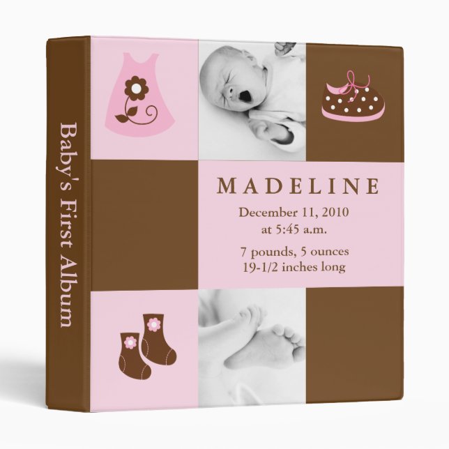 Pink Baby Clothes Personalized Photo Binder (Front/Spine)