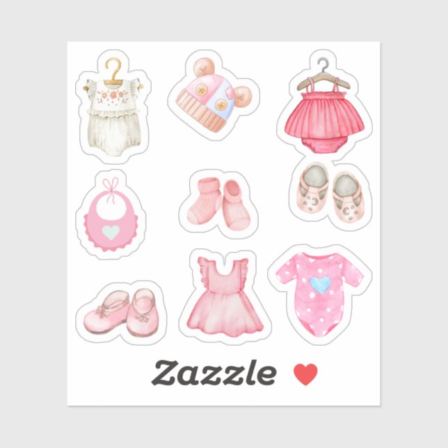 Pink Baby Clothes Stickers (Sheet)