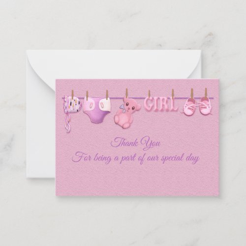 Pink Baby Clothes Thank You Cards