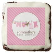Pink Baby Clothesline Girl Baby Shower Brownie (Front)