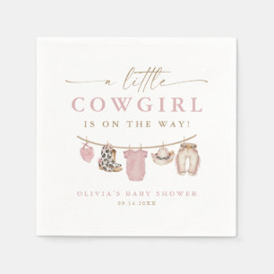 Pink Baby Clothesline Little Cowgirl Baby Shower Napkins