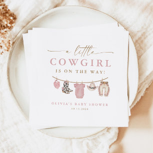 Pink Baby Clothesline Little Cowgirl Baby Shower Napkins