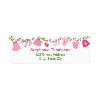 Pink Baby Clothesline Return Address Labels by SpecialOccasionCards at Zazzle