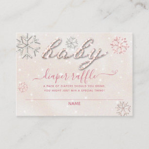 Pink Baby Cold Outside Rhinestone Glitter Raffle Enclosure Card
