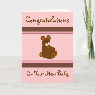 Pink Baby Congratulations Card
