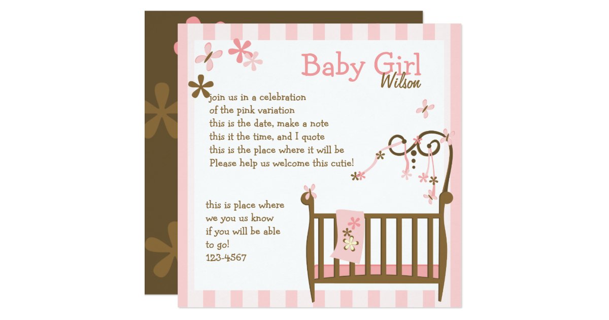 Pink Baby Crib Card Zazzle