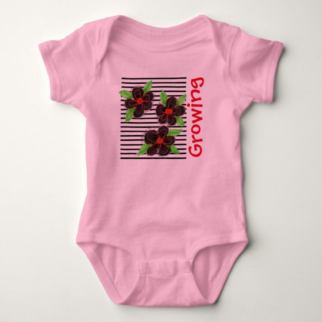 Pink Baby Designer Outfit Bodysuit (Front)