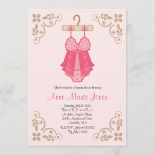 Pink Baby Doll Lingerie Shower Party Invitations